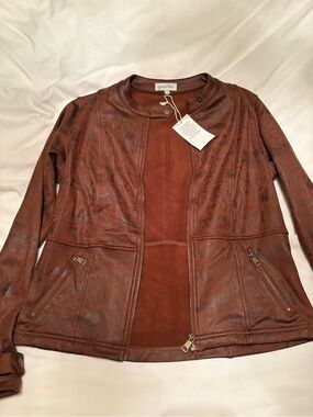Grace & Lace Brown Leather Zip-Front Jacket
